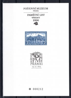 PTM 7 - modrá, pamětní list - kat. cena 1700 Kč 