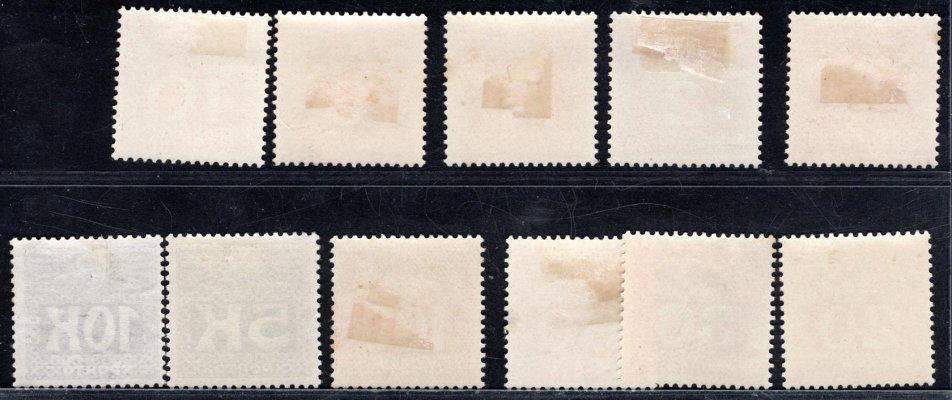 65 - 71 + nevydané Pofis, Michel 34 - 46 na křídovém papíře - kompletní série ( 5 K + 10 K normální papír) 
