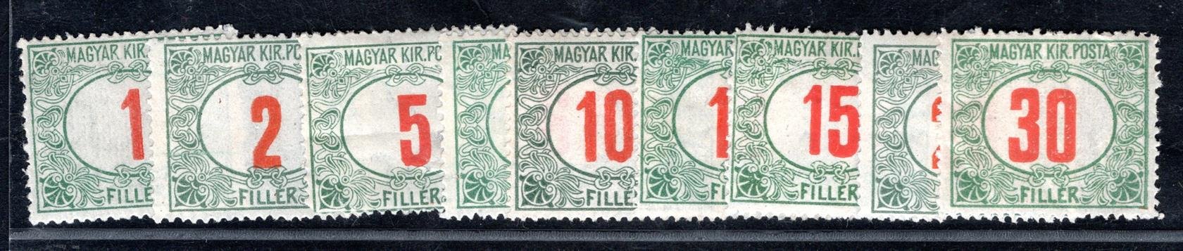 Maďarsko - Mi. P 36 - 44, doplatní, červená čísla