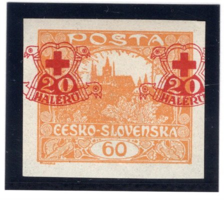 ZT, Červený kříž, Hradčany, přetisk A 2 x na známce, červený, žlutooranžová 60 h , zk. Stupka