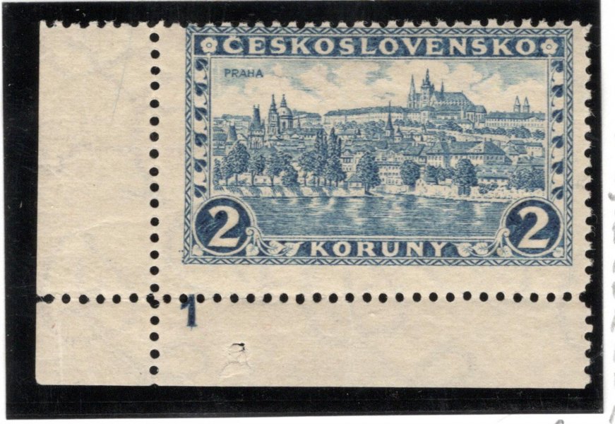 225 a, P 6, ultramarin, rohová s DČ 1 , modrá 2 Kč, zk. Gilbert, Karásek hledané