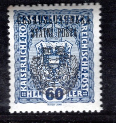 RV 33,  II. Pražský přetisk, modrá 60 h,  zk. Kaufmann,Vrba