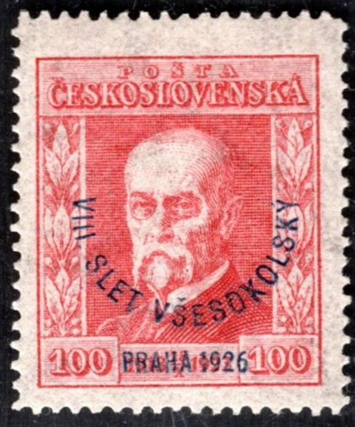 184, P 7, Všesokolský slet, VV - posun monogramu, červená 100 h