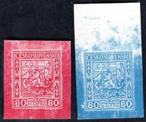 ZT, státní znak, 80 h, papír křídový v barvě červené a modré, 1 x zk. Káňa
