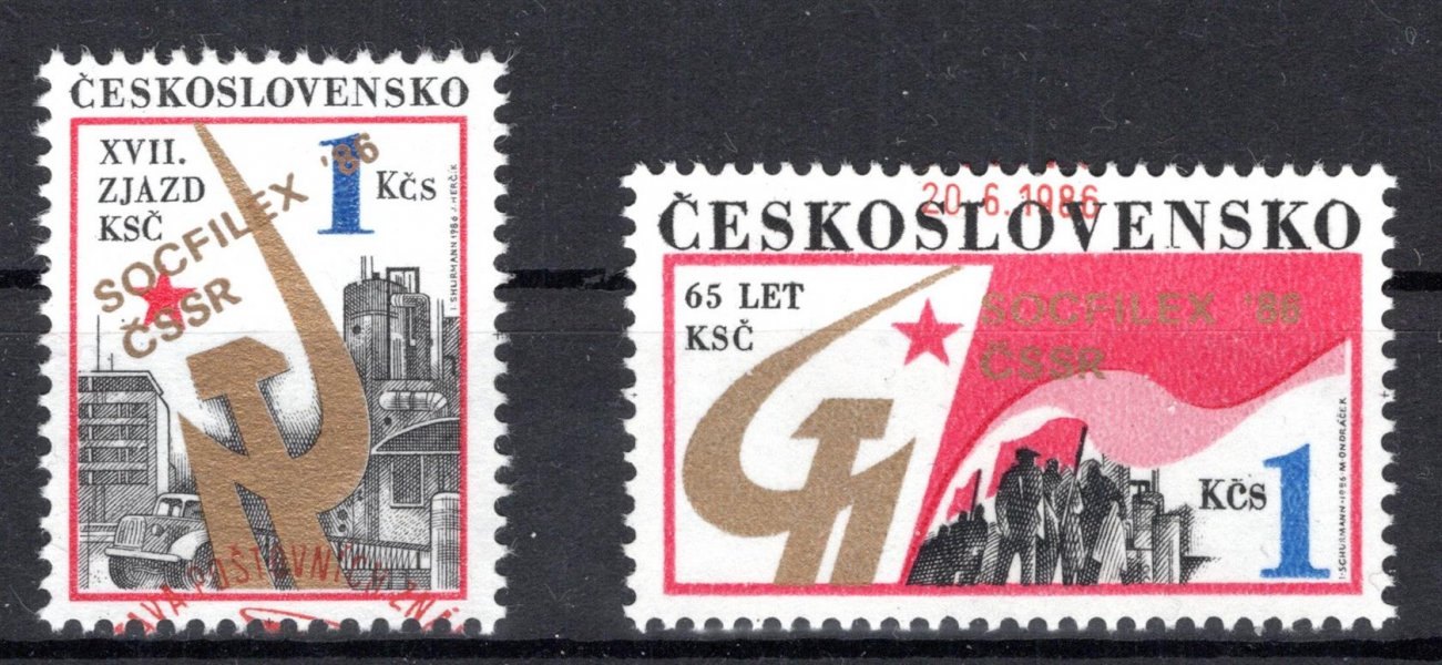 2737 a - 2739 a s přetiskem Socfilex 1986 