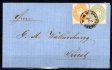 24 + 31; skládaný dopis z Vídně do Terstu z r. 1866 se vzácnou smíšenou frankaturou 2 kr žlutá čtvrté + 3 kr zelená páté emise, raz. WIEN SÜDBAHNHOF, vzadu přích. TRIEST, nádherný kus, ANK € 1.300.-