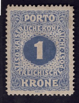 P 55 B, 1 Koruna doplatní malé číslo, perforace ŘZ 12 1/2