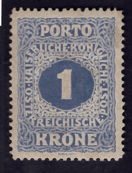 P 55 B, 1 Koruna doplatní malé číslo, perforace ŘZ 12 1/2