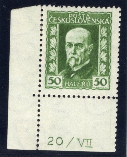 188 A, P 2, neotypie, TGM, rohová s DČ  20/VII, zelená 50 h