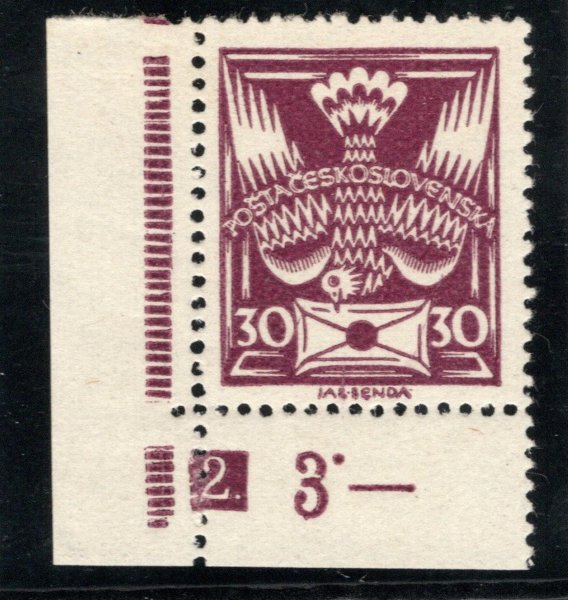 150 A, rohová s ochranným rámem a DČ 2, pod ZP 91, fialová 30 h (1926)