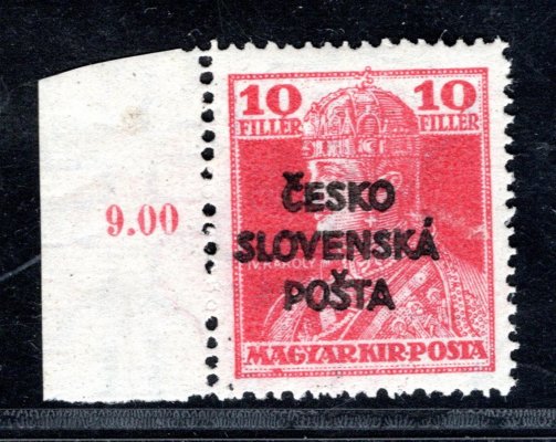 RV 146, Šrobárův přetisk, obtisk, krajová s počítadlem, Karel, červená 10 f,  zk. Stupka, Vrba