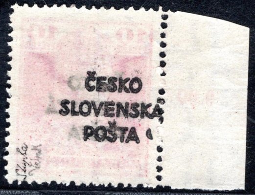 RV 146, Šrobárův přetisk, obtisk, krajová s počítadlem, Karel, červená 10 f,  zk. Stupka, Vrba