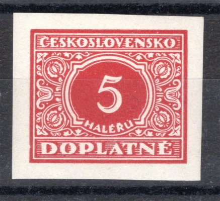  DL55 N, Doplatní, 5 h červená, nezoubkovaná, zk. Gilbert, široký střih