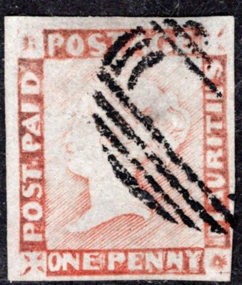  Mauritius, SG 41 (Mi. 3y IV), Viktorie 1 p červená, hezký střih