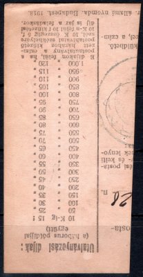  Ústřižek uherské poukázky se známkou Hradčany 20 h modrozelená, raz. JÓSVAFŐ, 9. 4. 19, Votoček 16/II č. 990/1, 36 bodů, ojedinělé použití čs. známky na krátce obsazeném maďarském území na jaře 1919, v naší aukci poprvé
