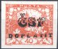  ZT, Doplatní, zkusmý přetisk ČSP/DOPLATIT v barvě černé na známce Hradčany 40h oranžová, řídký výskyt, hledané