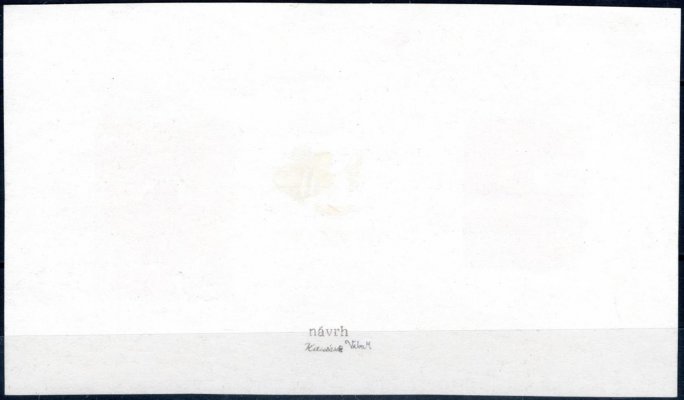  Jindra Schmidt, návrh, nezoubkovaný soutisk dvou známek Hradčany 1918, menší a větší formát, dřevoryt, v barvě hnědé, zk. Karásek, Vrba a atest Vrba