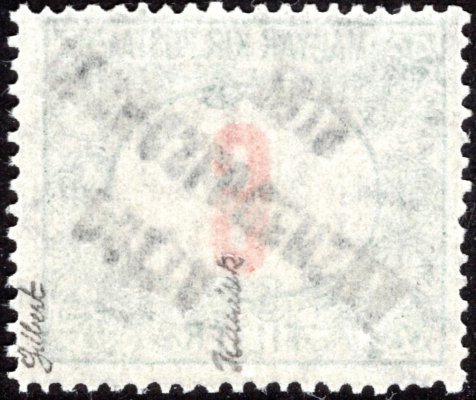  134 PP, Doplatní červená čísla 6 f, převrácený přetisk, typ II, zk. Gilbert, Karásek, vzácná známka, v katalogu podceněna