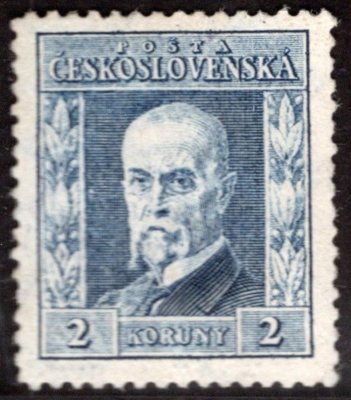  191, Masaryk 2 Kč modrá, svislá průsvitka 1, zk. Vrba, opravený lep, hezky centrovaná známka