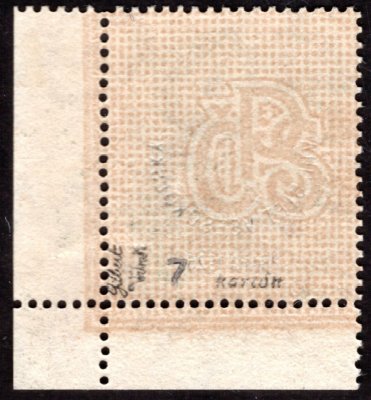  183, Všesokolský slet 50 h zelená, průsvitka 7, rohová známka s DZ III, kartonový papír, zk. Gilbert, Vrba