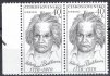  1813 ST, Beethoven 40 h, krajová vodorovná dvoupáska se spojenými typy II + I, vzácné a hledané