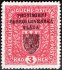 RV17a, I. Pražský přetisk, Znak 3 K červená, ruční sazba, typ I, žilkovaný papír, atest Vrba, mimořádná známka