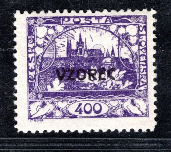 24 D VZ, přetisk VZOREC,  modrofialová 400 h, zk. Gilbert, Vrba, hledaná známka