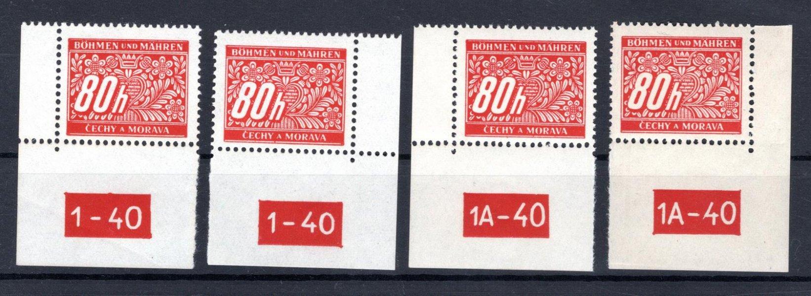 DL 8; rohové známky  1 - 40 Lx, 1A - 40 Lx, 1 - 40 Px, 1A - 40 Py