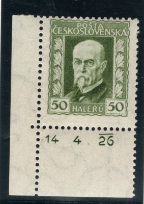 188 A, P 3, TGM, neotypie, zelená 50 h, rohová s DČ 14 4 26 , zk. Vrba