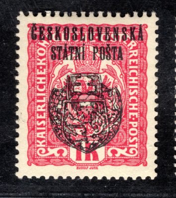 RV 36, II. Pražský přetisk, červená 1 K, zk. Gilbert