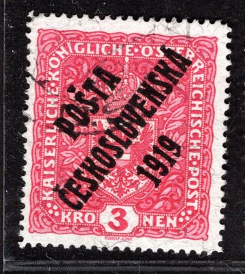 49 IIb, typ II, papír žilkovaný, znak, červená 3 K