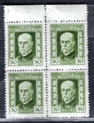 188 B, P 3, neotypie, TGM, krajový 4 blok, řz 13 3/4, zelená 50 h