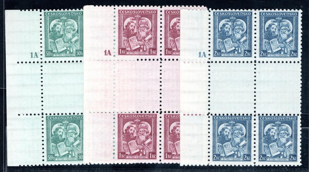 292 - 4 Ms, Cyril a Metoděj, meziarší svislá, 4 bloky s DZ 1A