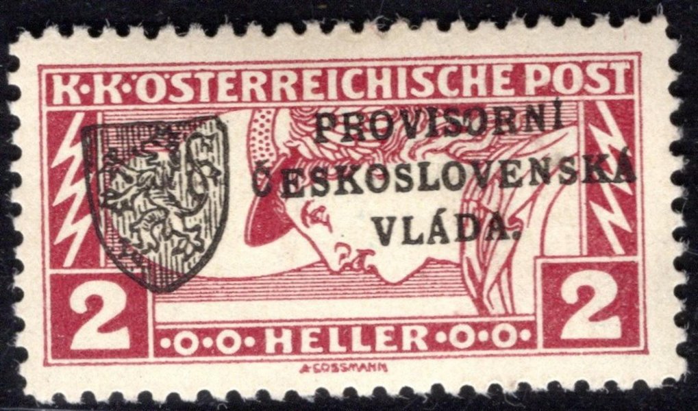 RV 20, I. Pražský přetisk, obdélník, hnědočervená 2 h, zk. Gilbert, Mrňák