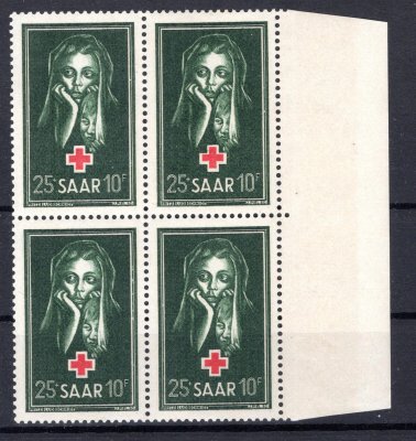 Sársko - Mi. 304, červený 5říž, krajový 4 blok