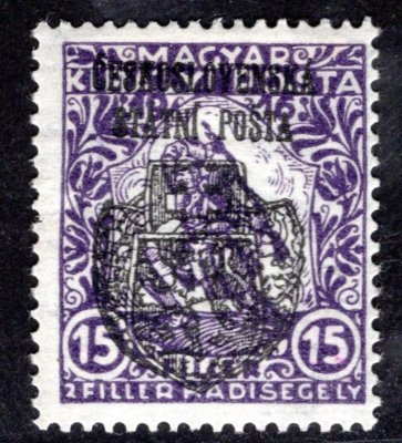 RV 131, Skalický přetisk, válečné, fialová 15 f, zk. Vrba