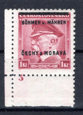 9,  1 Kč T.G.Masaryk - rohový kus Dč 3 , zkoušeno Gilbert 