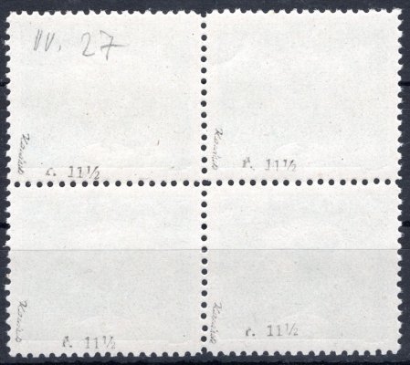 4 D, typ II, 4blok, modrozelená 5 h, ZP 27/38/IV. TD, zk. Karásek, hledané ( sokroumá perforace, neúřední) 