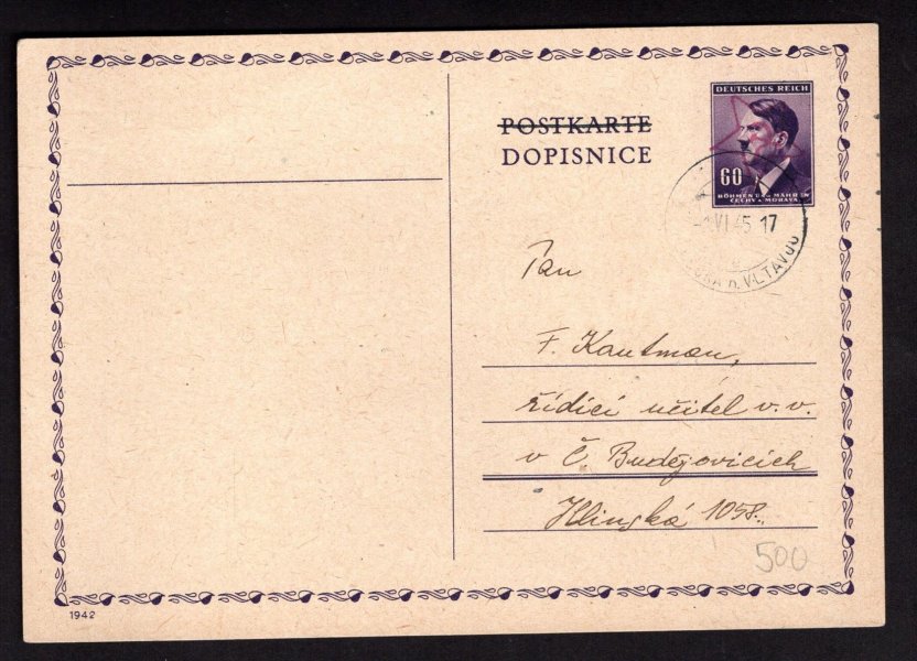 Hluboká nad Vltavou + Přední strana dopisu razítko Budweis