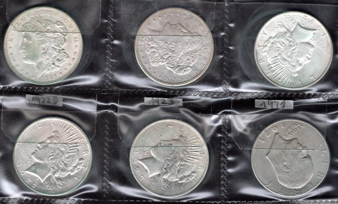 USA, soubor mincí, zachovalost dle stavu, roky ex 1921 - 1979