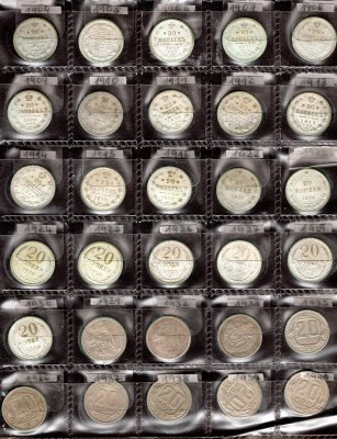 Rusko, soubor mincí, zachovalost dle stavu, roky ex 1904 - 1940