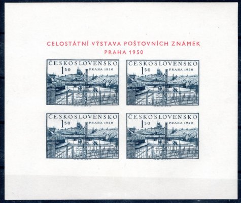 564 A;  PRAHA 1950,  deska 4,  kombinace  (D/8) , typ X - horní nápis velmi blízko nápis známek