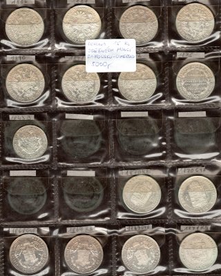 Rakousko-Uhersko, sestava 15 ks oběžných mincí, zachovalost dle stavu, roky ex 1843 - 1892