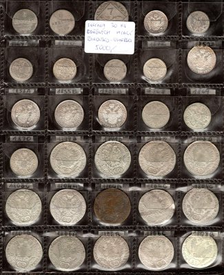 Rakousko-Uhersko, sestava 30 ks oběžných mincí, zachovalost dle stavu, roky ex 1803 - 1872