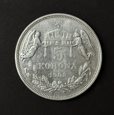 Rakousko- Uhersko 1908, 5 korona, zachovalost dle fota