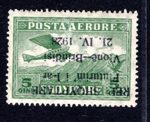 Albanie - Mi.162 letecká, přetisk převrácený , katalog neuvádí, vzácné