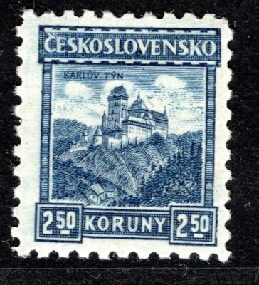 215, P 8, Karlštejn, modrá 2,50, zk. Gi