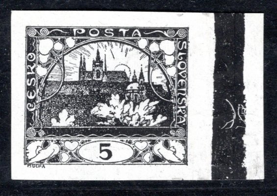 3 ZT, černotisk, papír křídový, pravý krajový kus, částečně neopracovaná deska