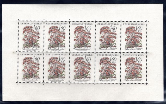 1022,  PL (10), houby, deska B, 1,60 Kčs, zk. POFIS,  velmi široké okraje 171 mm x 103 mm 