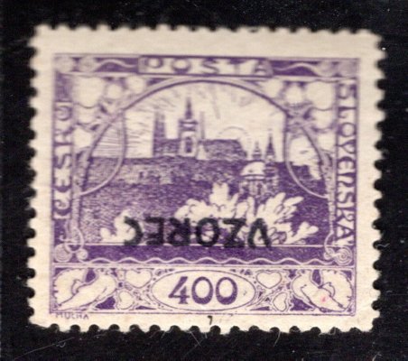 24 D VZ, PP, přetisk VZOREC, převrácený, řz 11 1/2,  modrofialová 400 h, zkoušeno Karásek, Stupka, vzácná známka